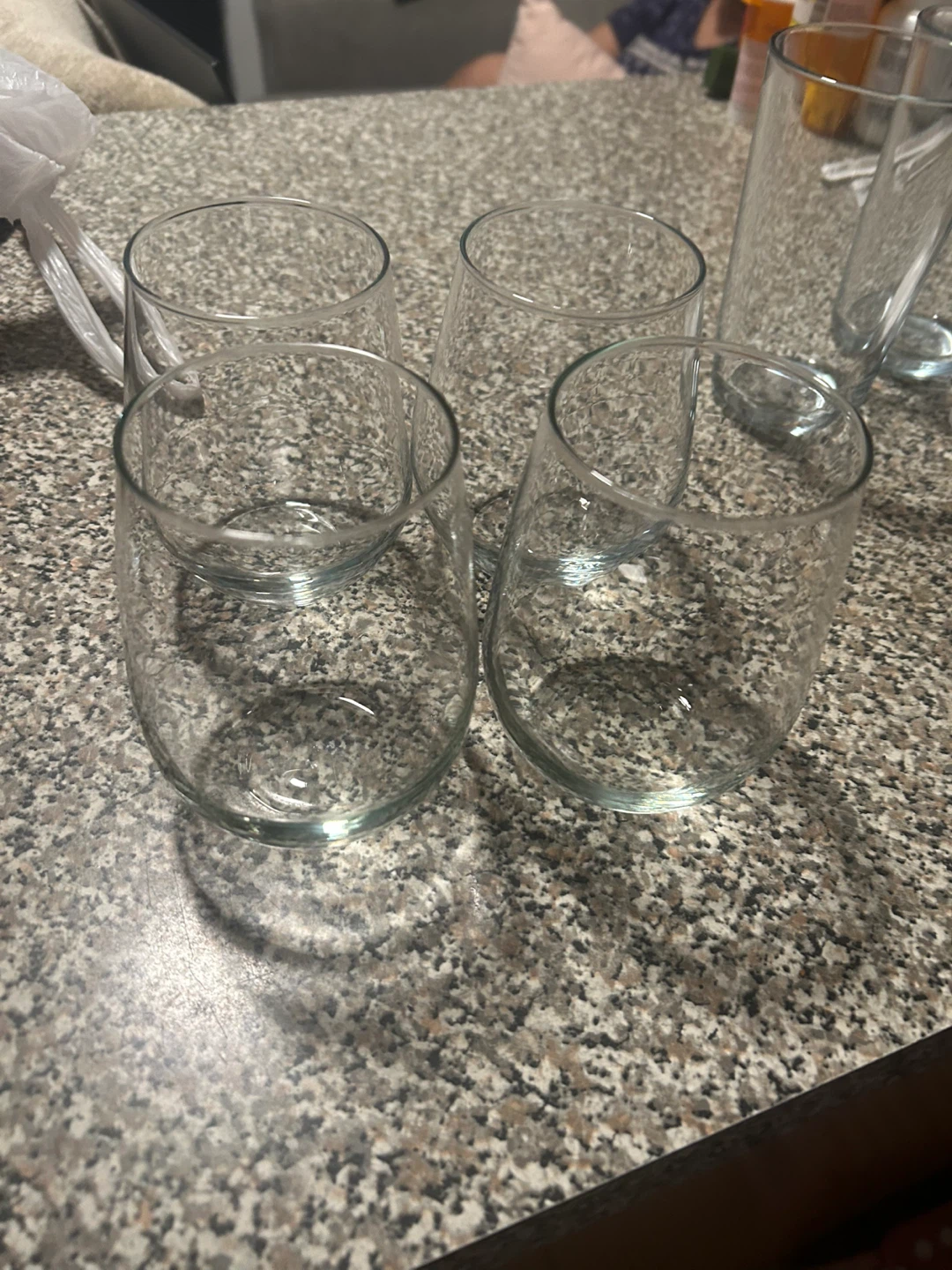 Set of 4 Clear Stemless Wine Glasses
