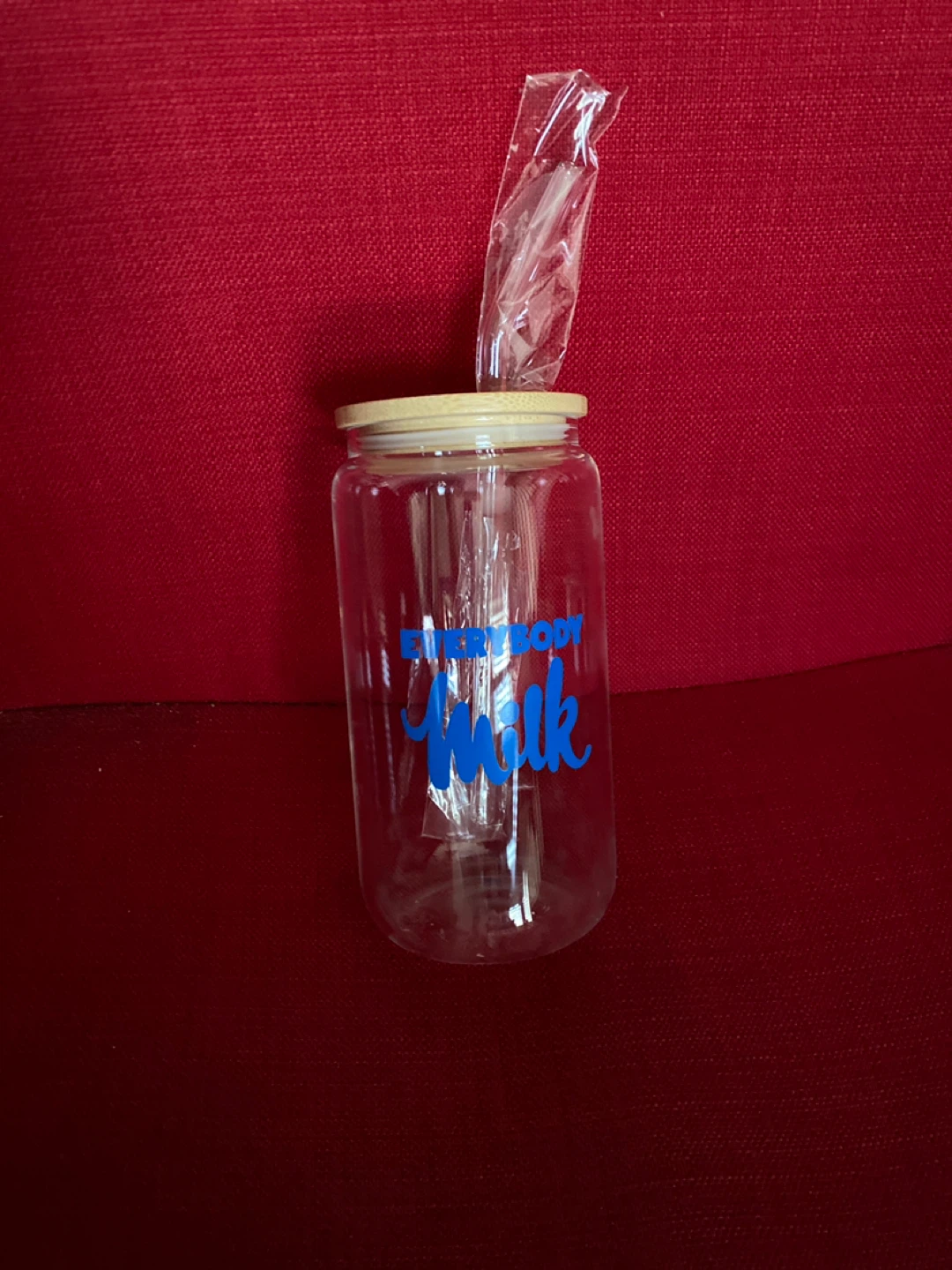 Glass Can Tumbler with Bamboo Lid and Straw
