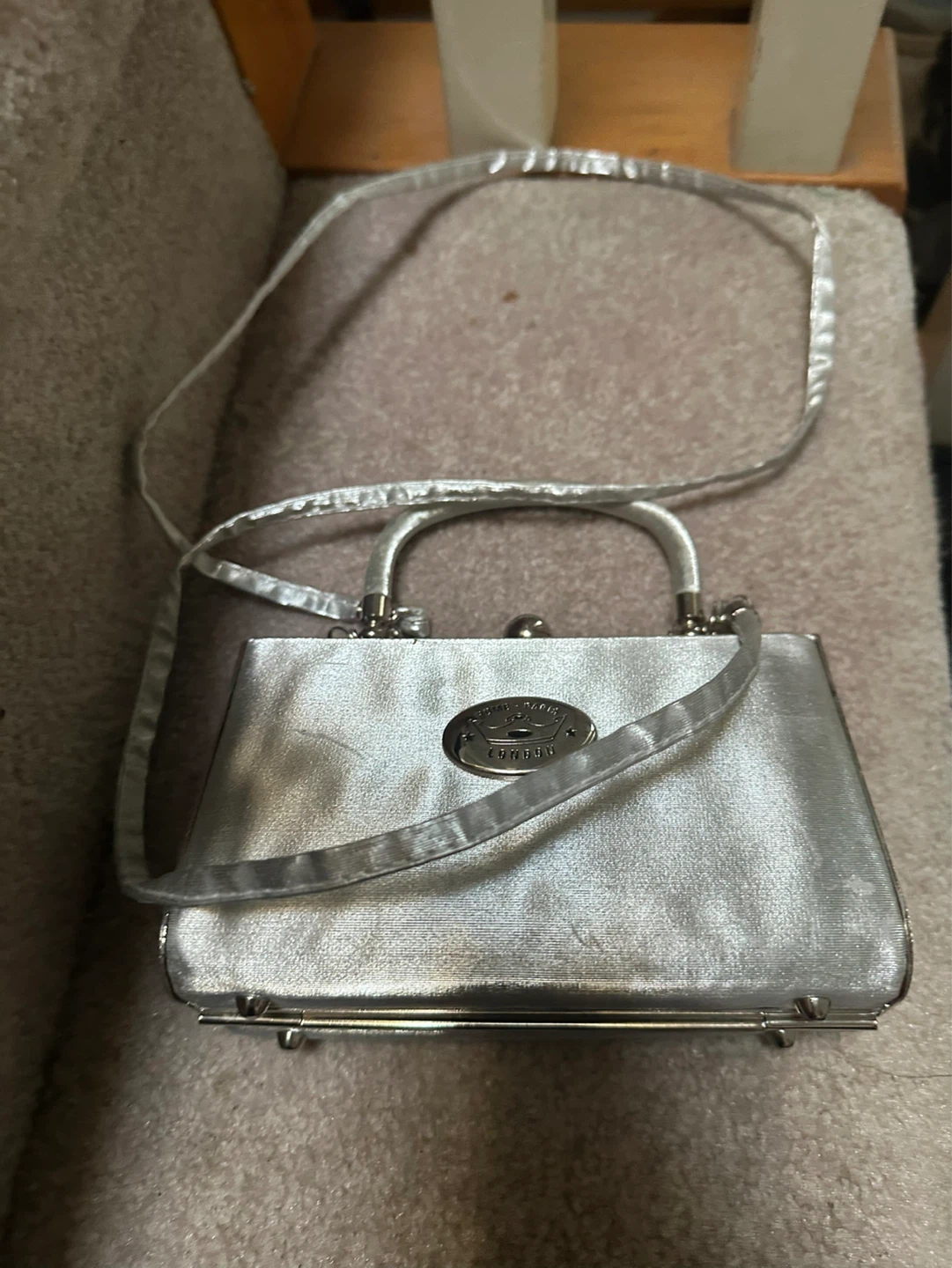 Silver Evening Clutch Purse with Strap