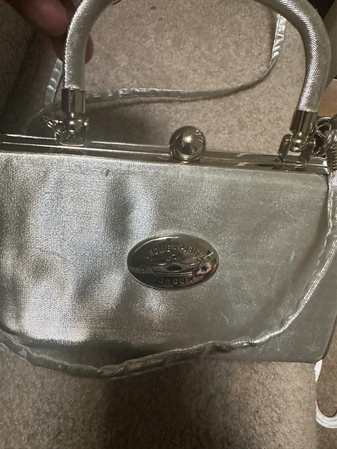 Silver Evening Clutch Purse with Strap - photo 2