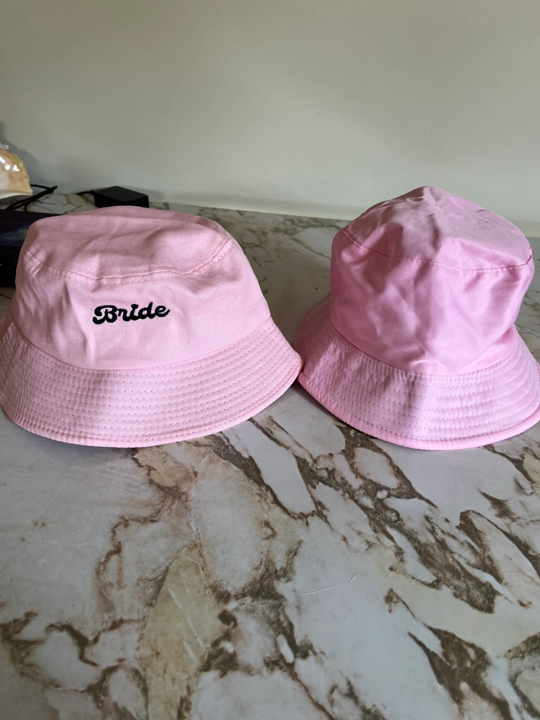 2 Bucket Hats - Pink/White and Bride