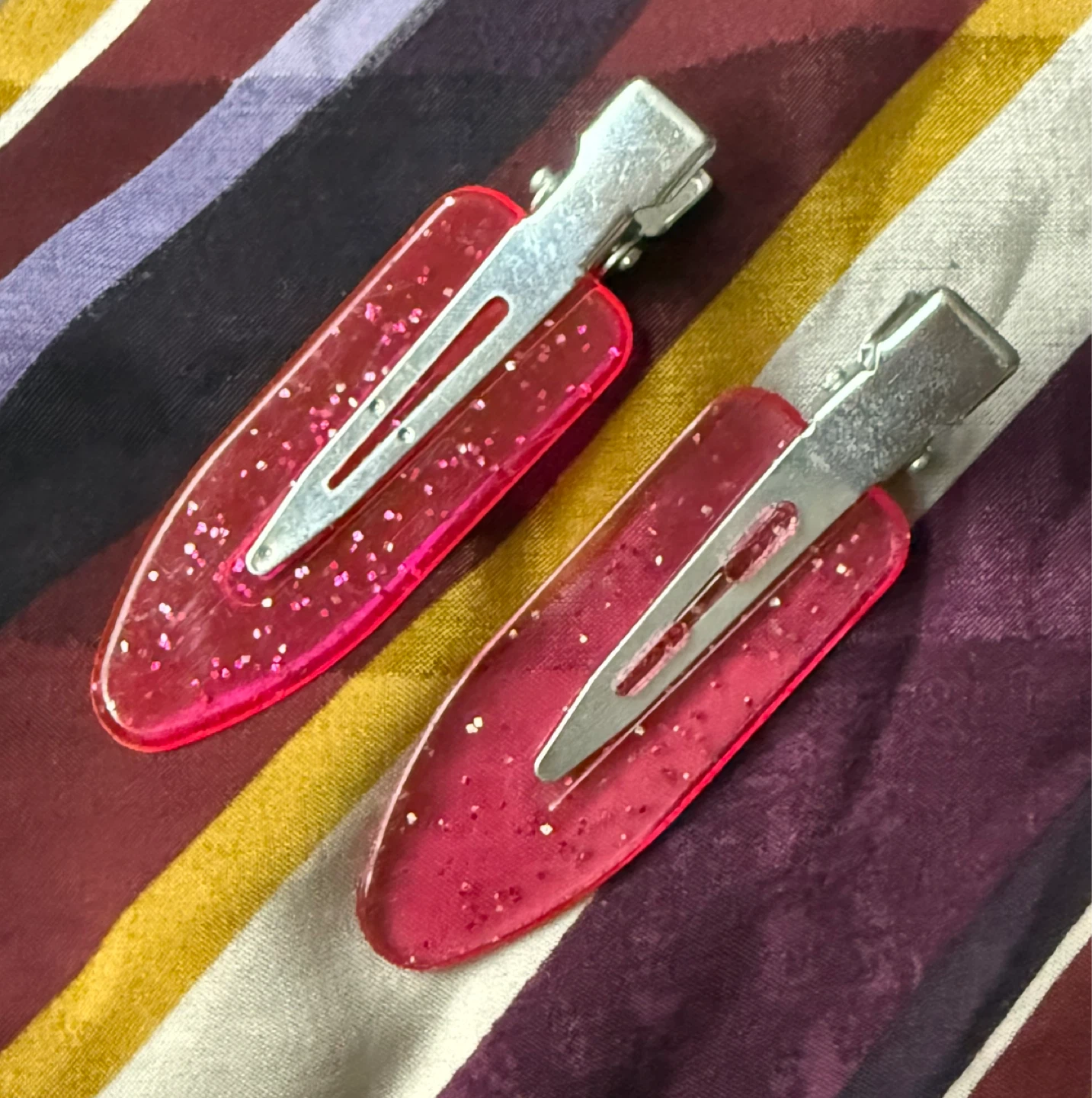2 Glittery Pink Hair Clips