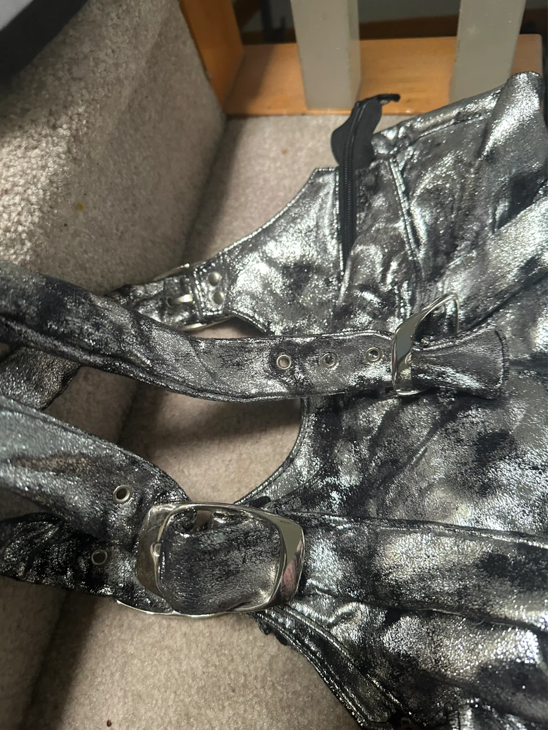 Metallic Buckle Halter Top
