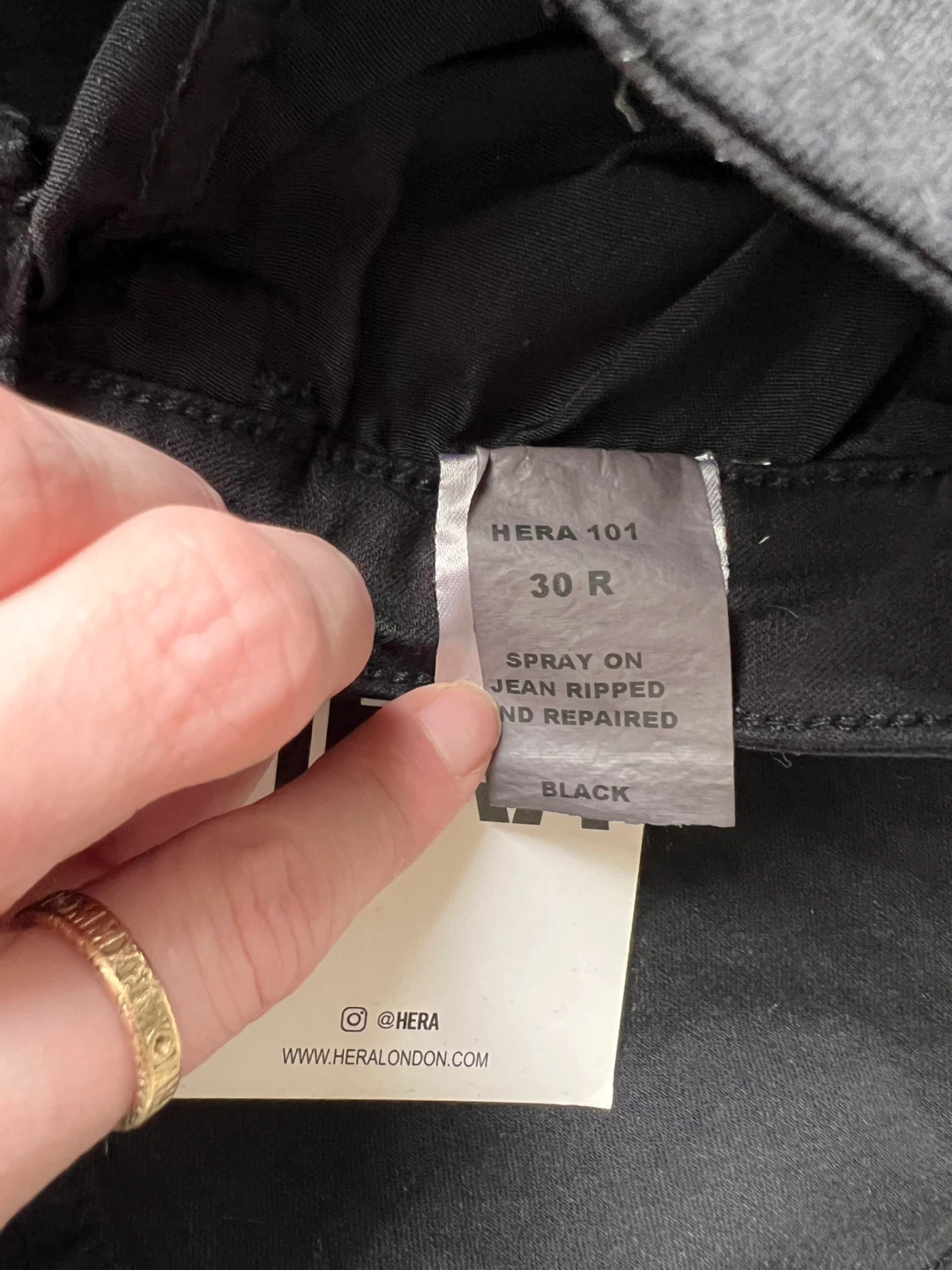 HERA London Spray On Ripped & Repaired Black Jeans Size 30R - photo 5