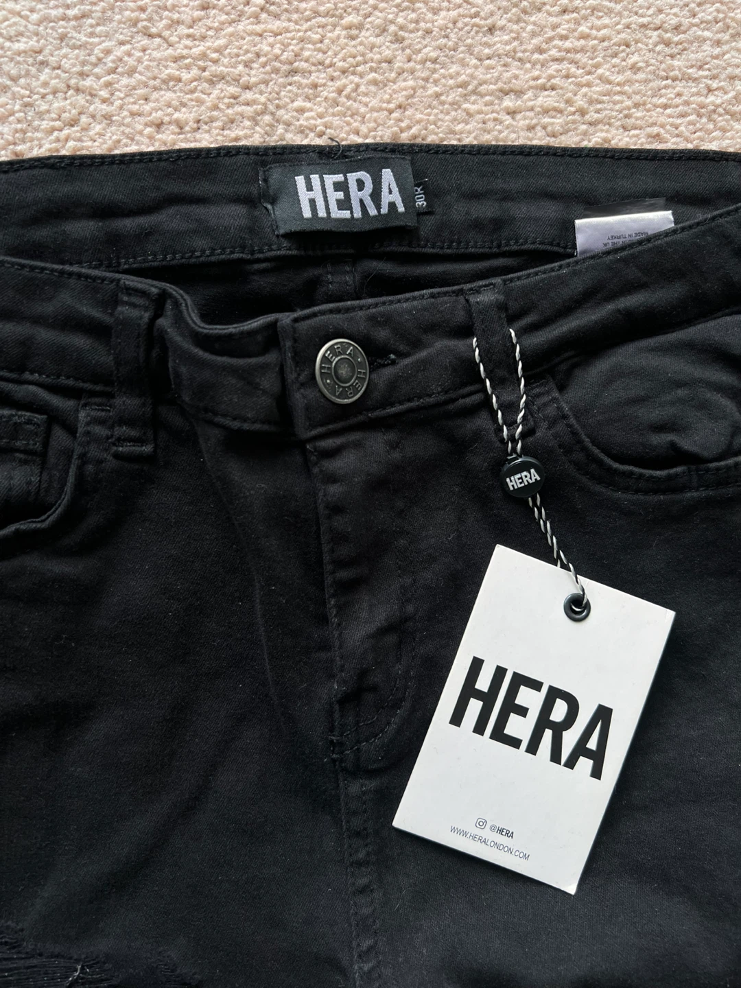 HERA London Spray On Ripped & Repaired Black Jeans Size 30R - photo 3