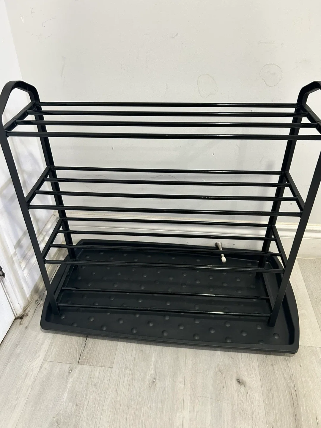 Black 4-Tier Shoe Rack with Drip Tray - photo 3