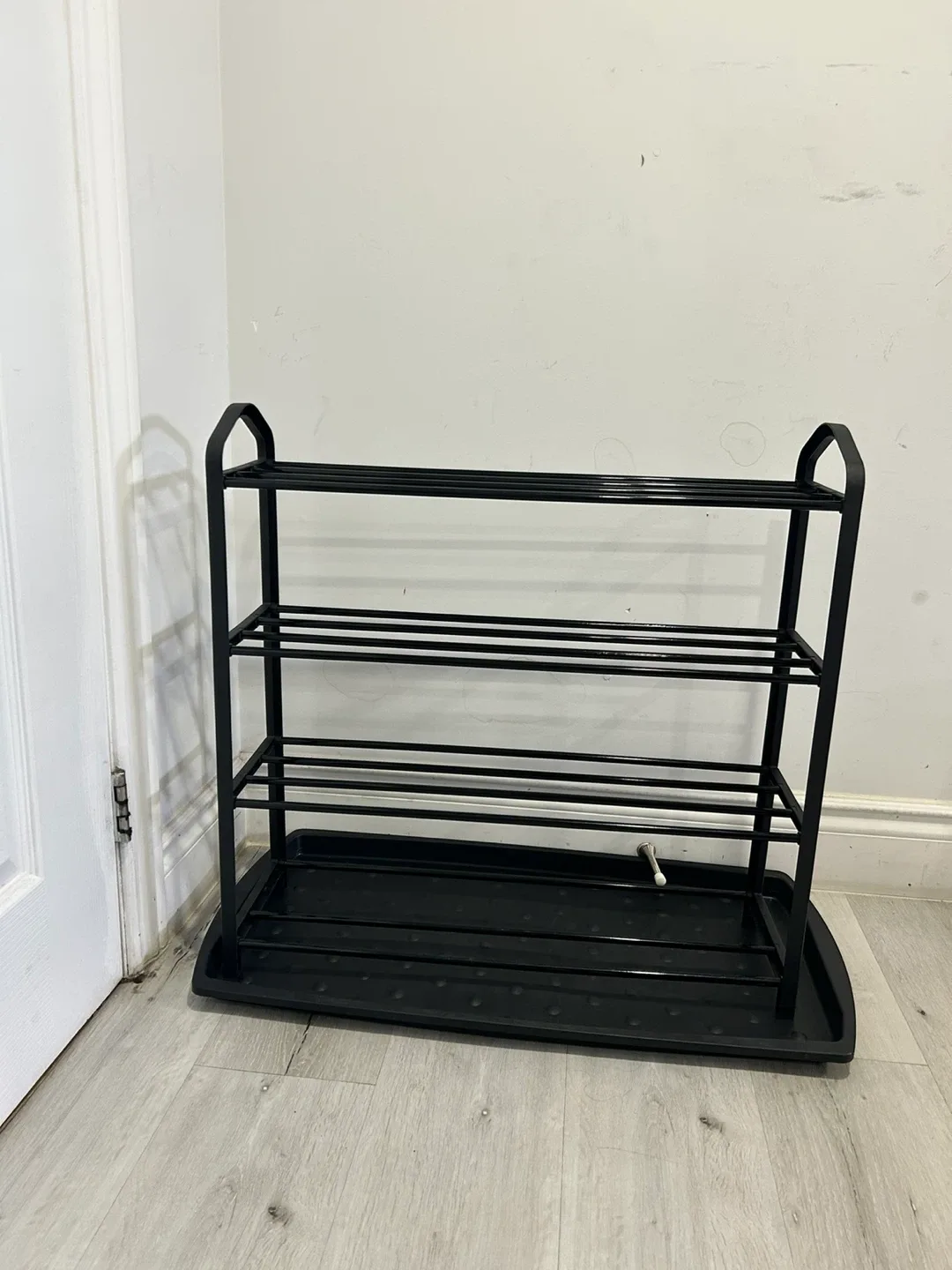Black 4-Tier Shoe Rack with Drip Tray - photo 2