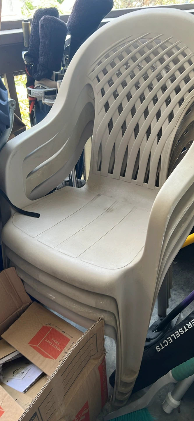 Stackable Plastic Patio Chairs.  Set of 2