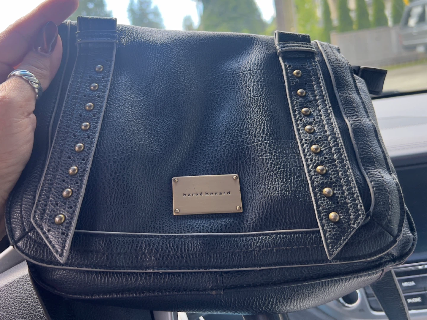 Hervé Léger Black Faux Leather Crossbody Bag