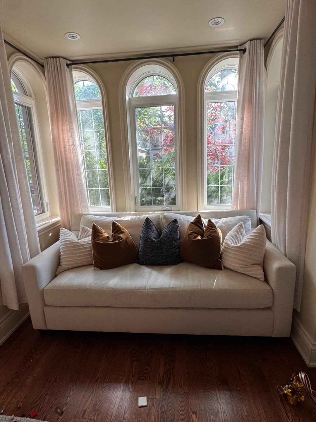 Pottery Barn Big Sur Cream Sofa with Decorative Pillows