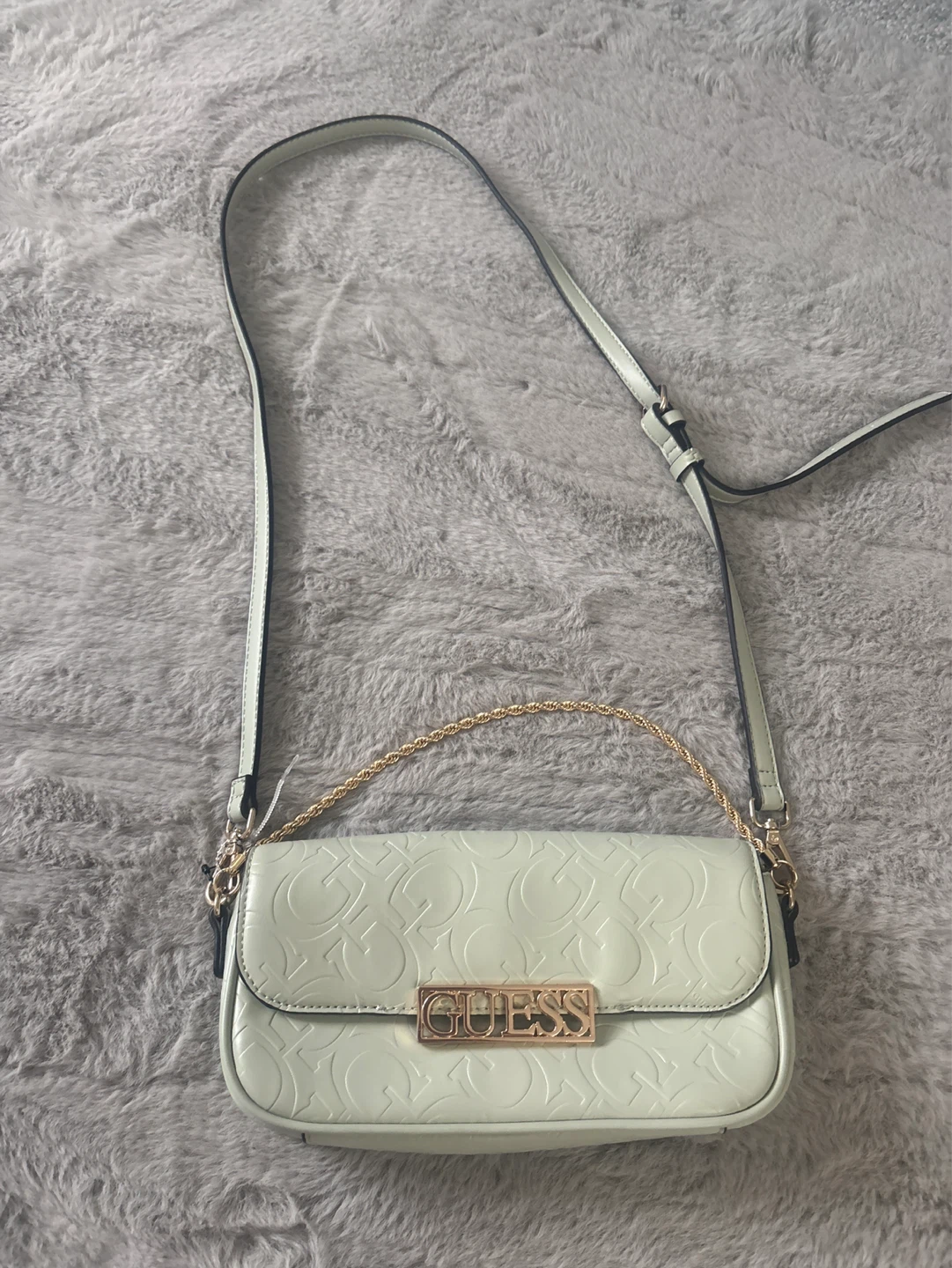 GUESS light green embossed crossbody bag