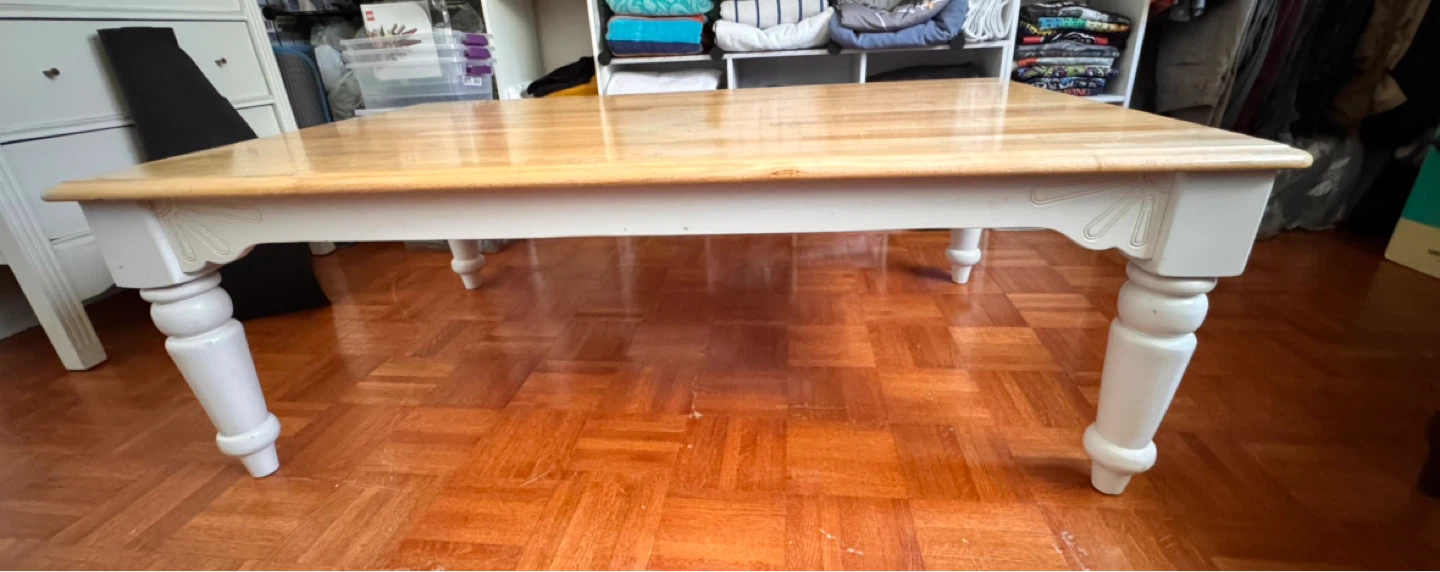 Wooden Coffee Table with White Base - photo 4