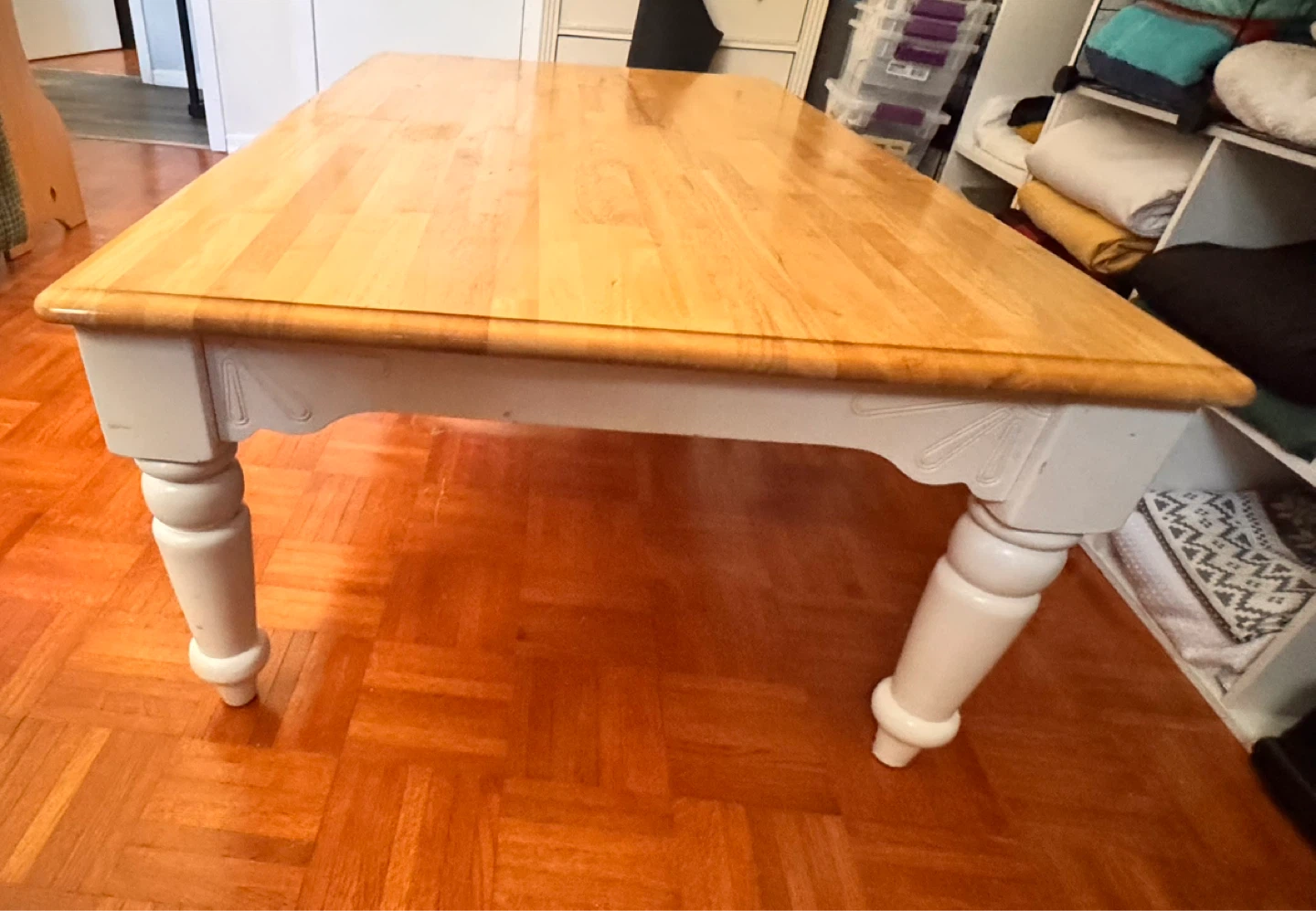 Wooden Coffee Table with White Base - photo 5
