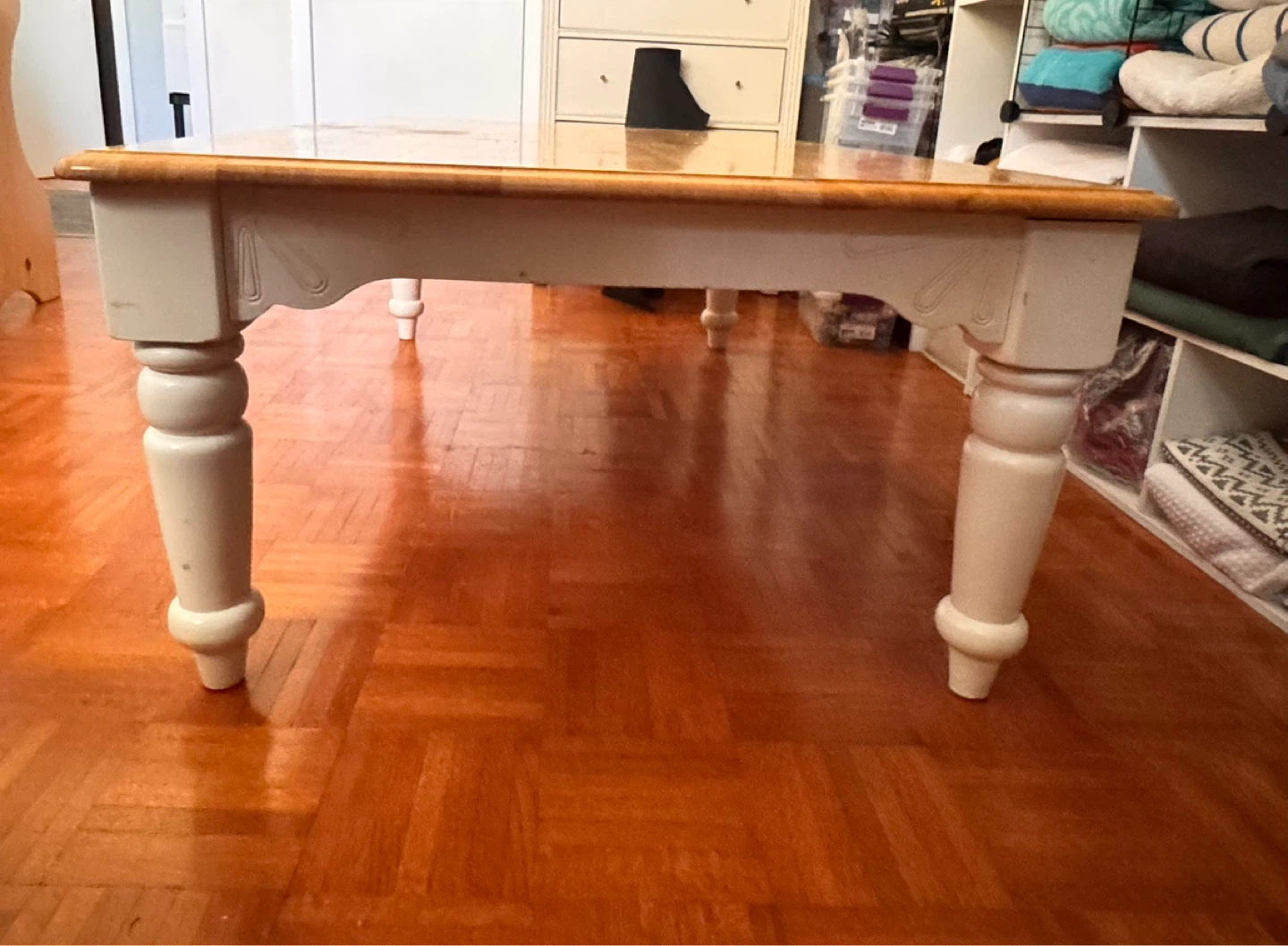 Wooden Coffee Table with White Base - photo 3