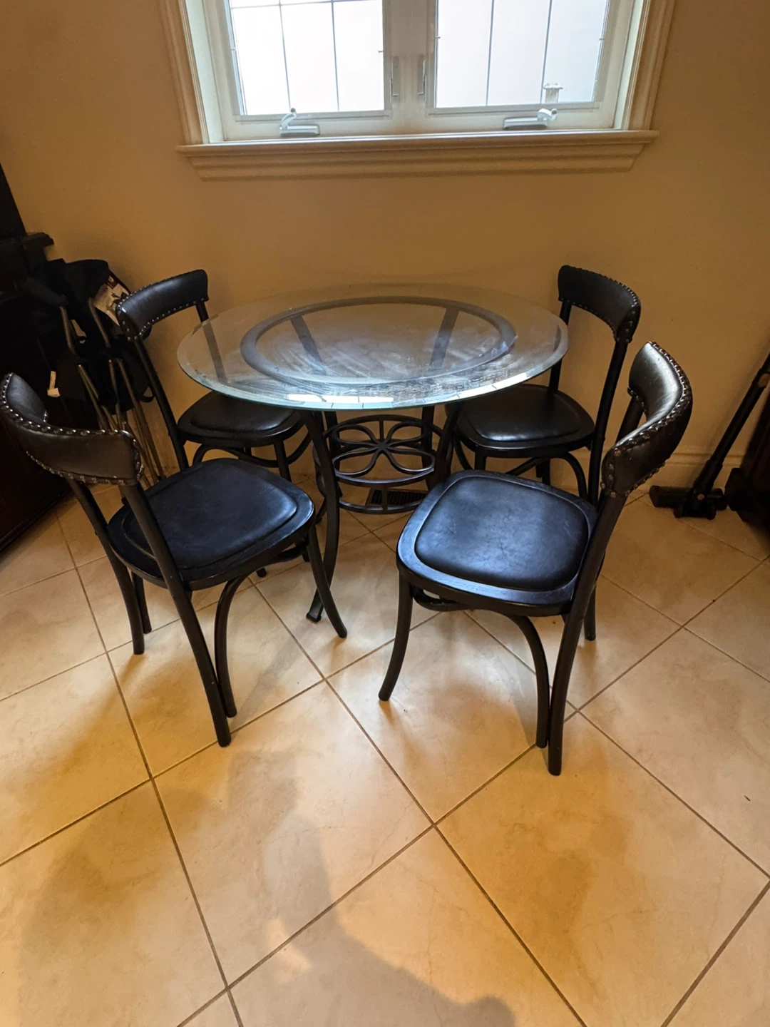 Glass Top Bistro Table with 4 Chairs