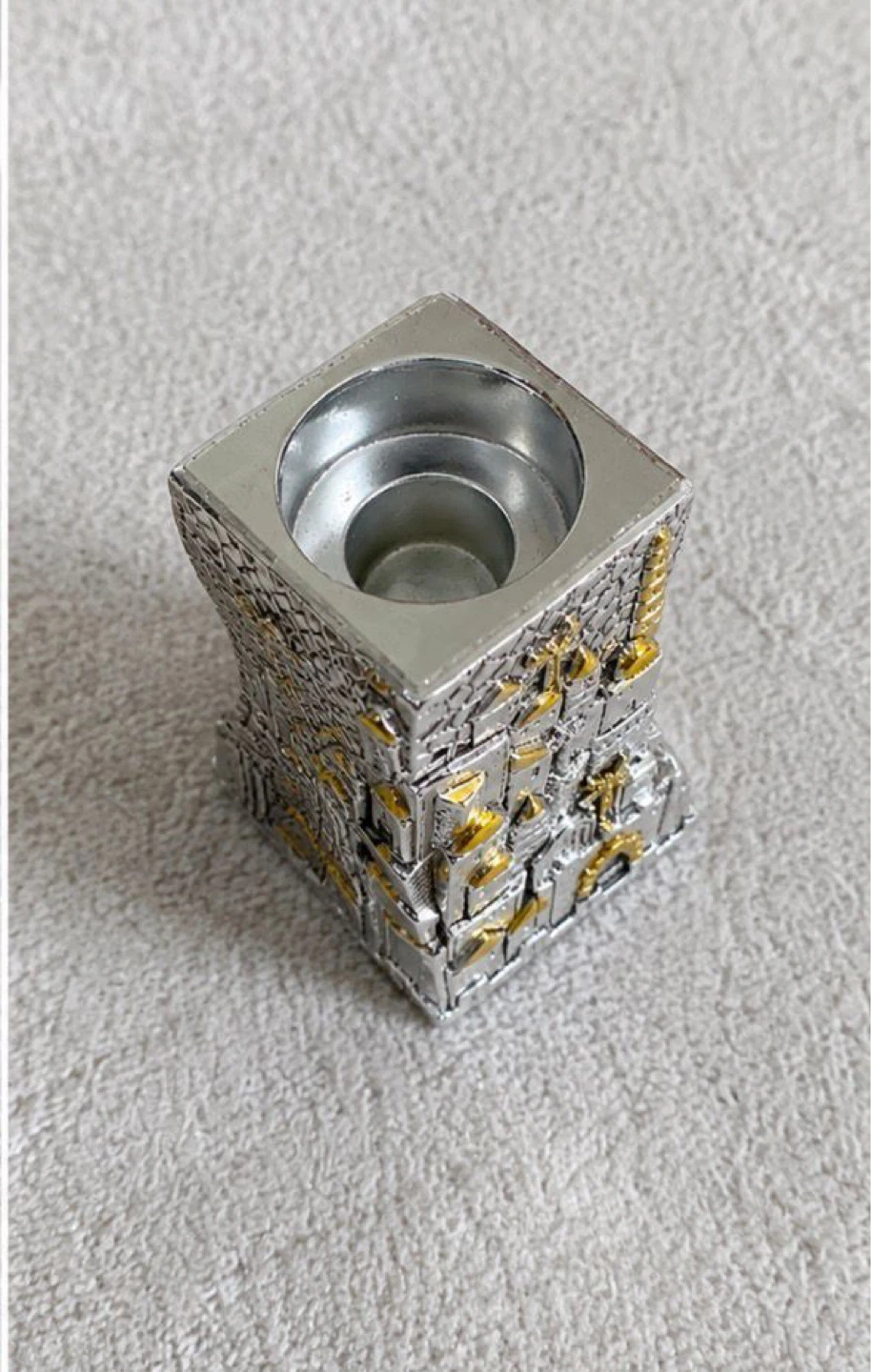 Silver Plated Decorative Candle Holder – Gold Accents - photo 2