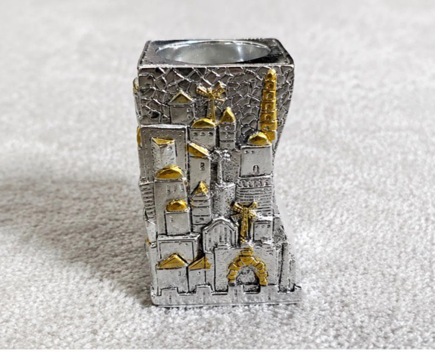 Silver Plated Decorative Candle Holder – Gold Accents