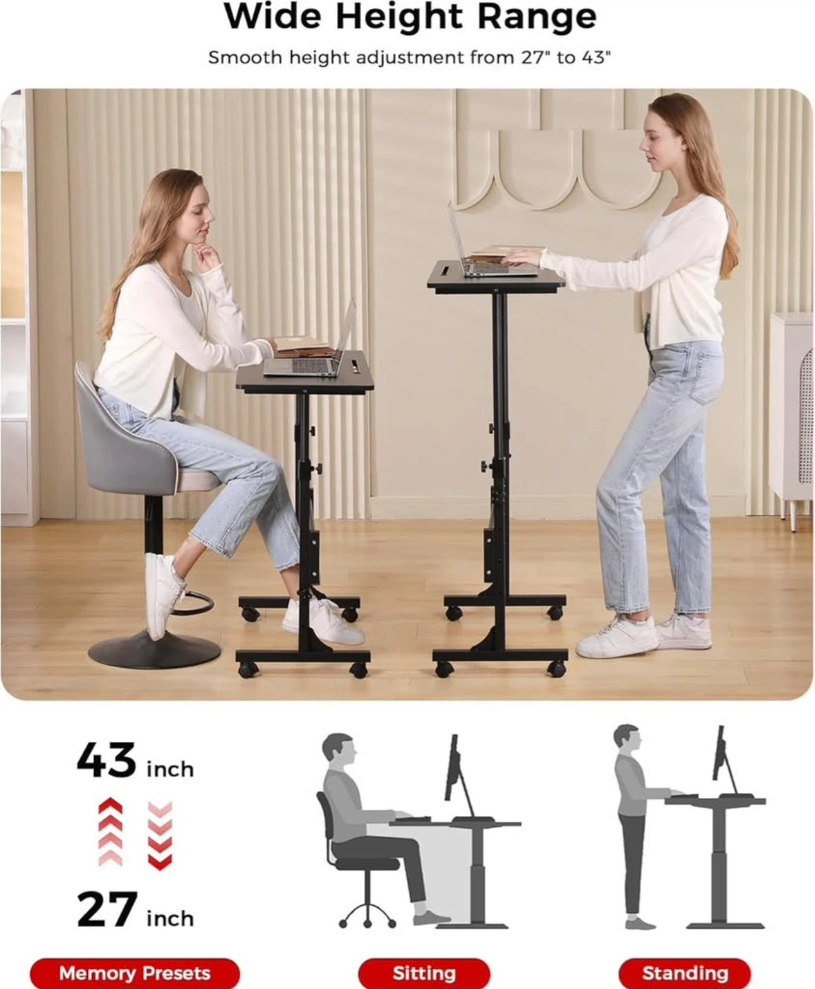 Adjustable standing Desk/Mobile Sit-Stand desk - photo 2