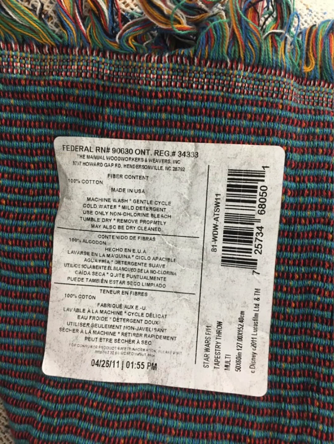 Star Wars Weekends woven cotton blanket from 2011, 50x60 - photo 5