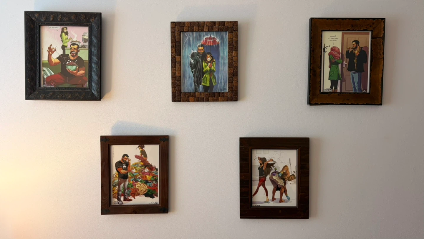 Set of 5 Framed "One Of Those Days" Comic Art Prints