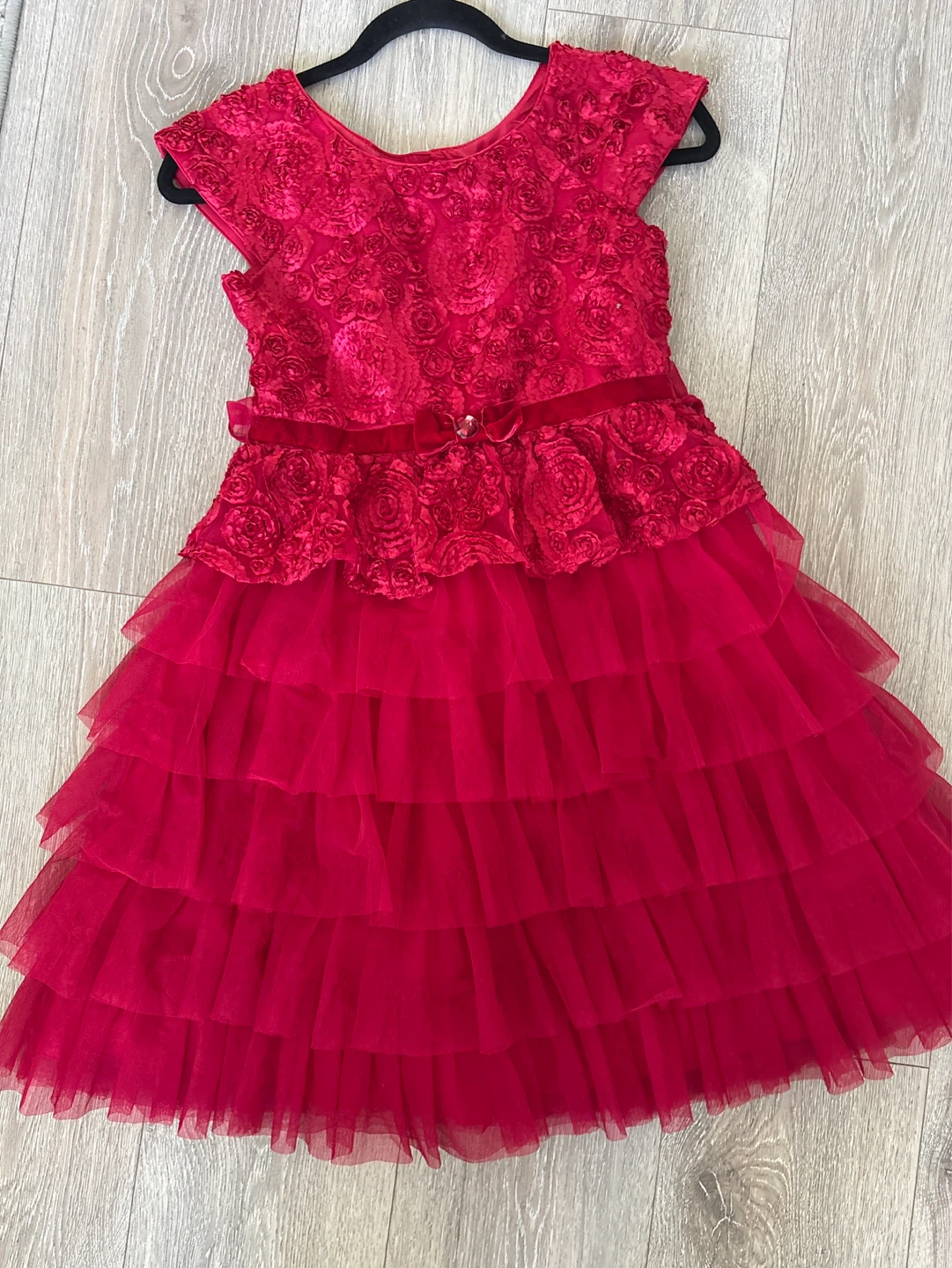Girls' Red Rose Lace Tulle Dress - photo 2