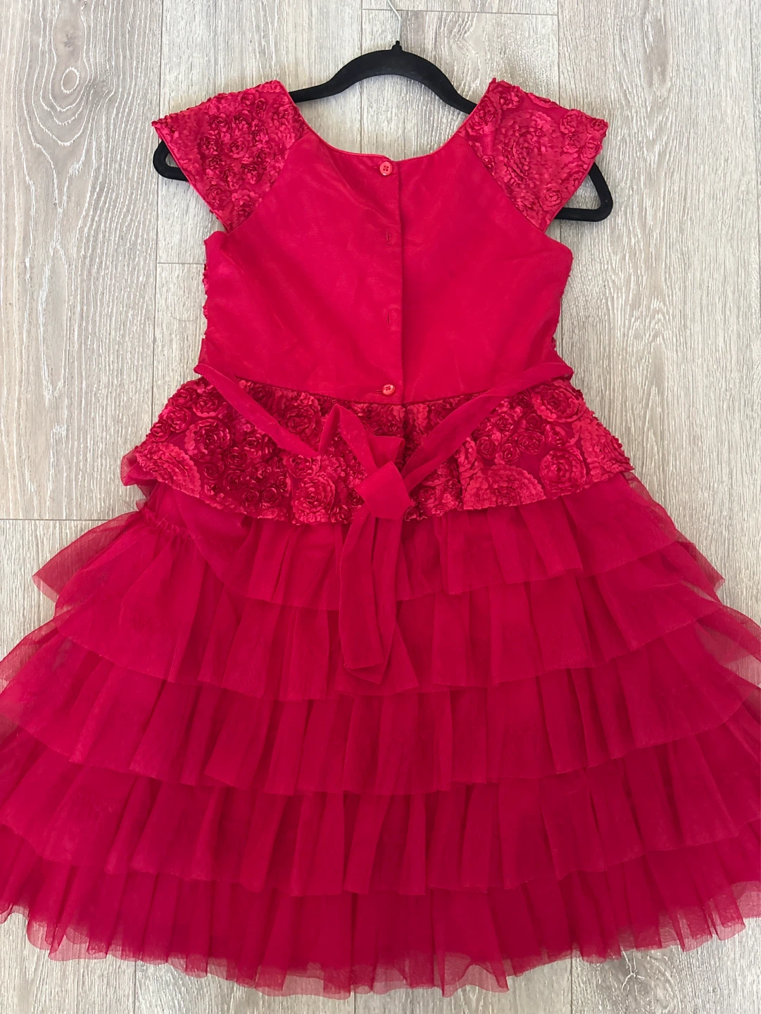 Girls' Red Rose Lace Tulle Dress - photo 5