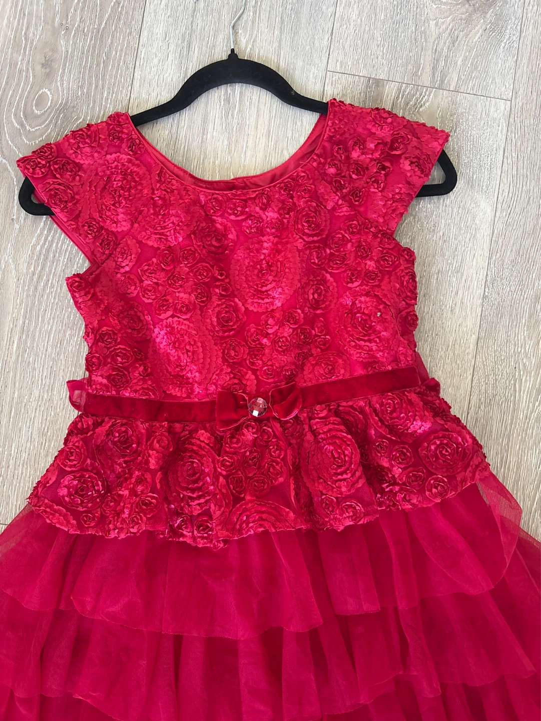 Girls' Red Rose Lace Tulle Dress - photo 3