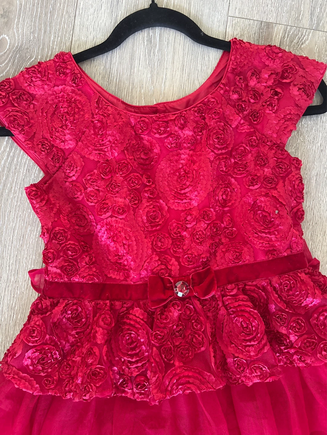 Girls' Red Rose Lace Tulle Dress - photo 4