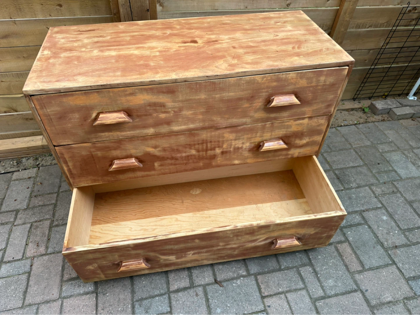 Solid Natural Wood 3‑Drawer Dresser – Distressed & Ready for Use - photo 3