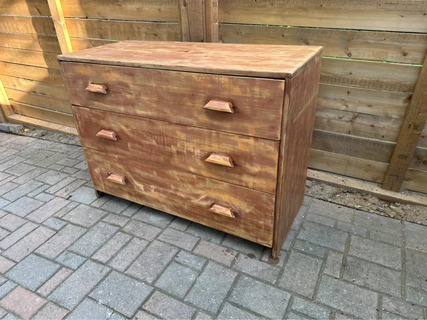 Solid Natural Wood 3‑Drawer Dresser – Distressed & Ready for Use