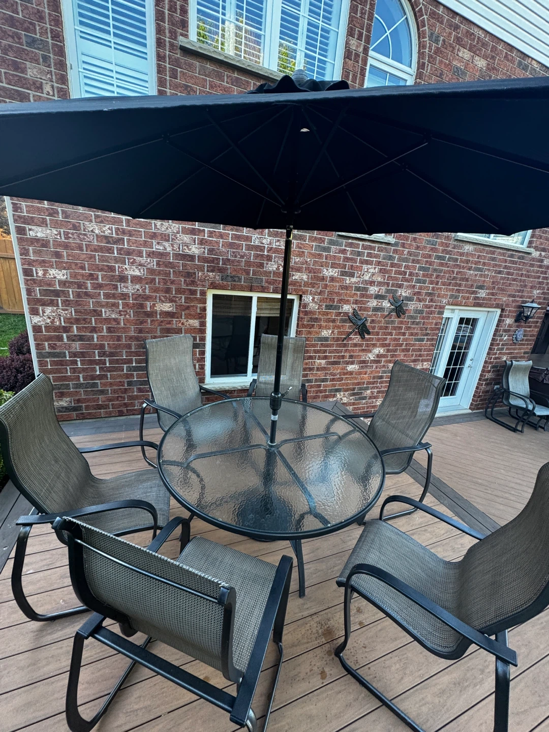 Outdoor Patio Dining Set  - 6 chairs table, umbrella + base - photo 3