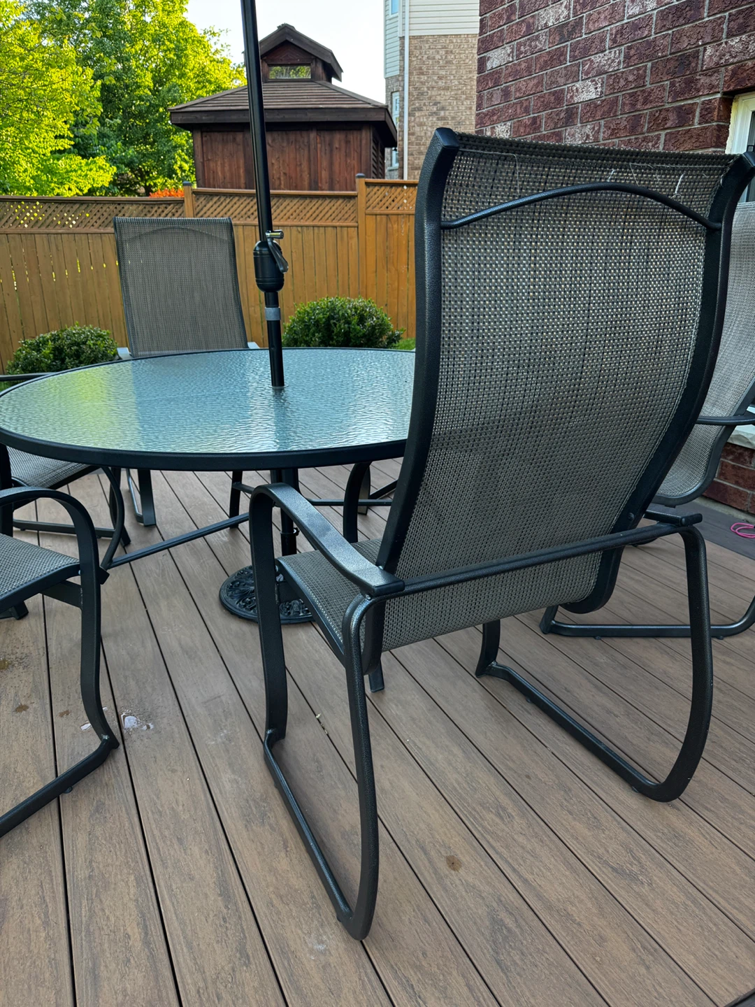 Outdoor Patio Dining Set  - 6 chairs table, umbrella + base - photo 5