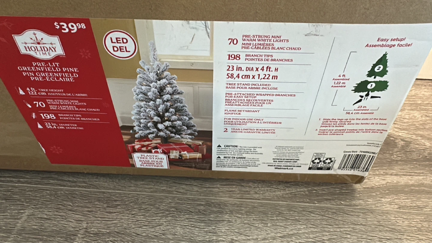 Holiday Time Pre-Lit Greenfield Pine Christmas Tree