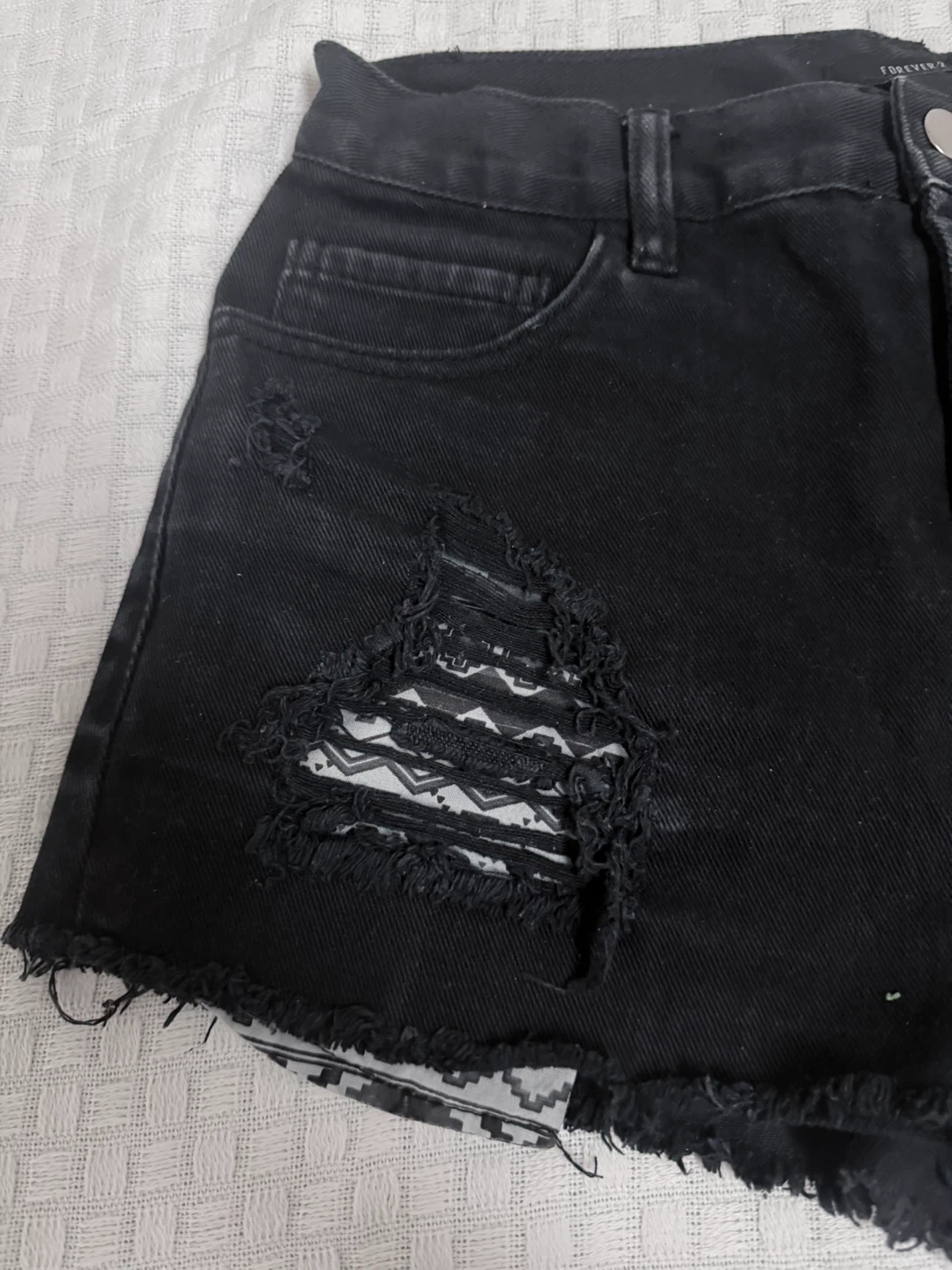 Forever 21 Black Studded Ripped Denim Shorts - photo 3
