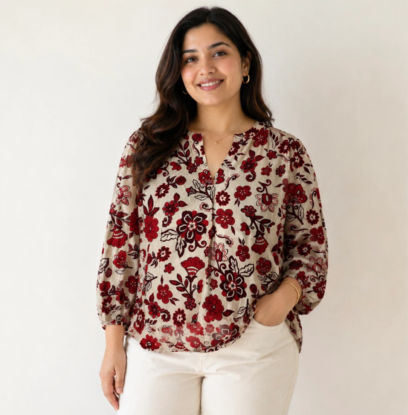 Women's Floral Print Long Sleeve Blouse