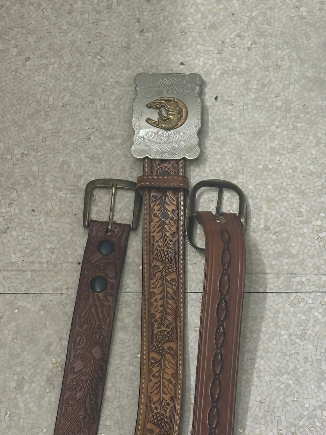 Vintage brown leather western belts individually priced. - photo 2