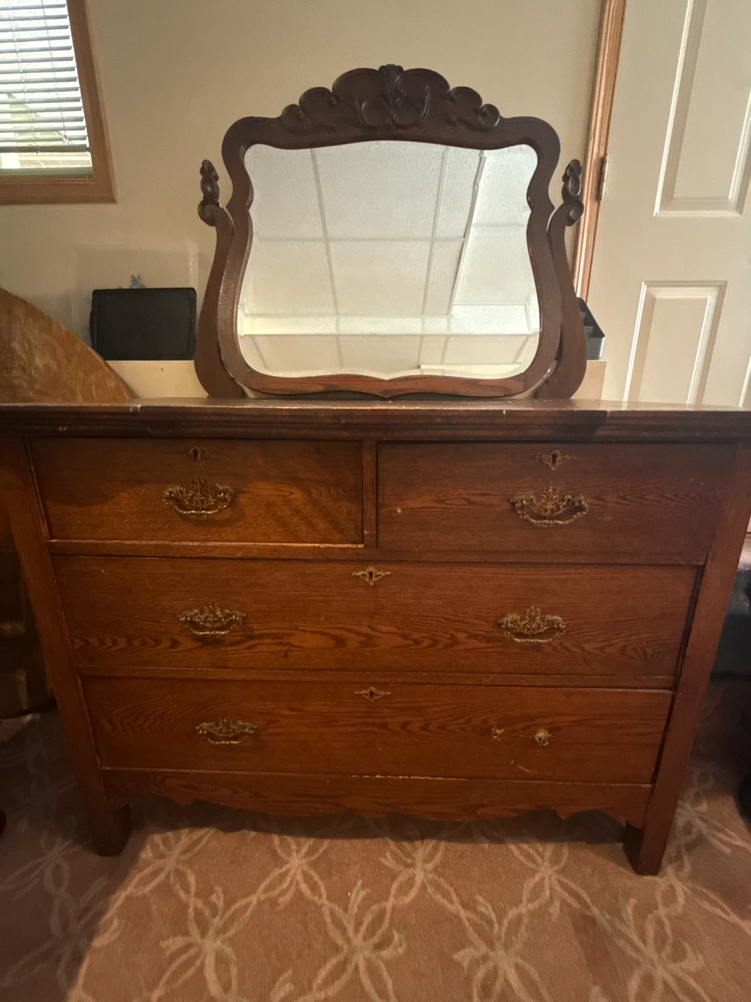Antique Oak Dresser with Mirror