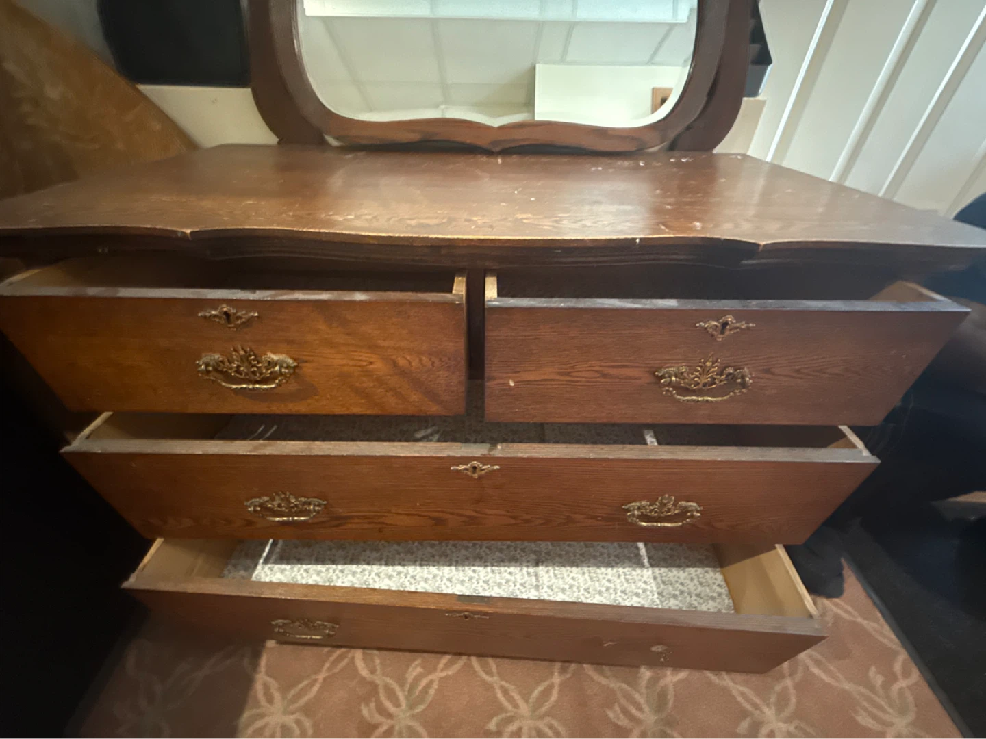 Antique Oak Dresser with Mirror - photo 2