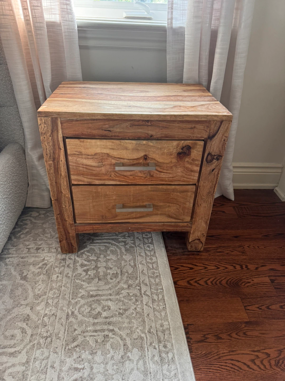 Set of 2 Solid Wood Nightstand with Two Drawers
