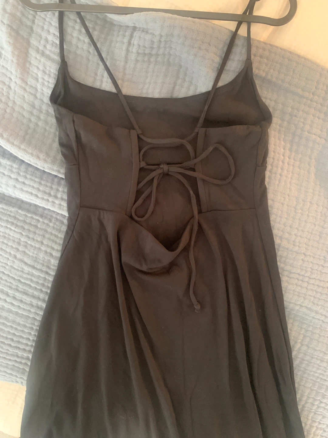 Aritzia Black Mini Dress with Tie Back - photo 2