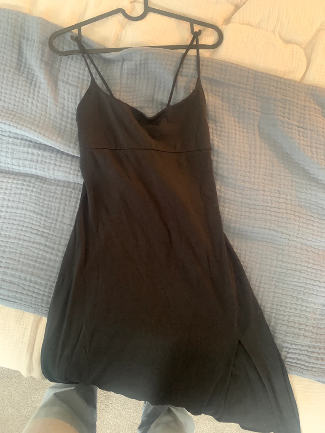 Aritzia Black Mini Dress with Tie Back - photo 3