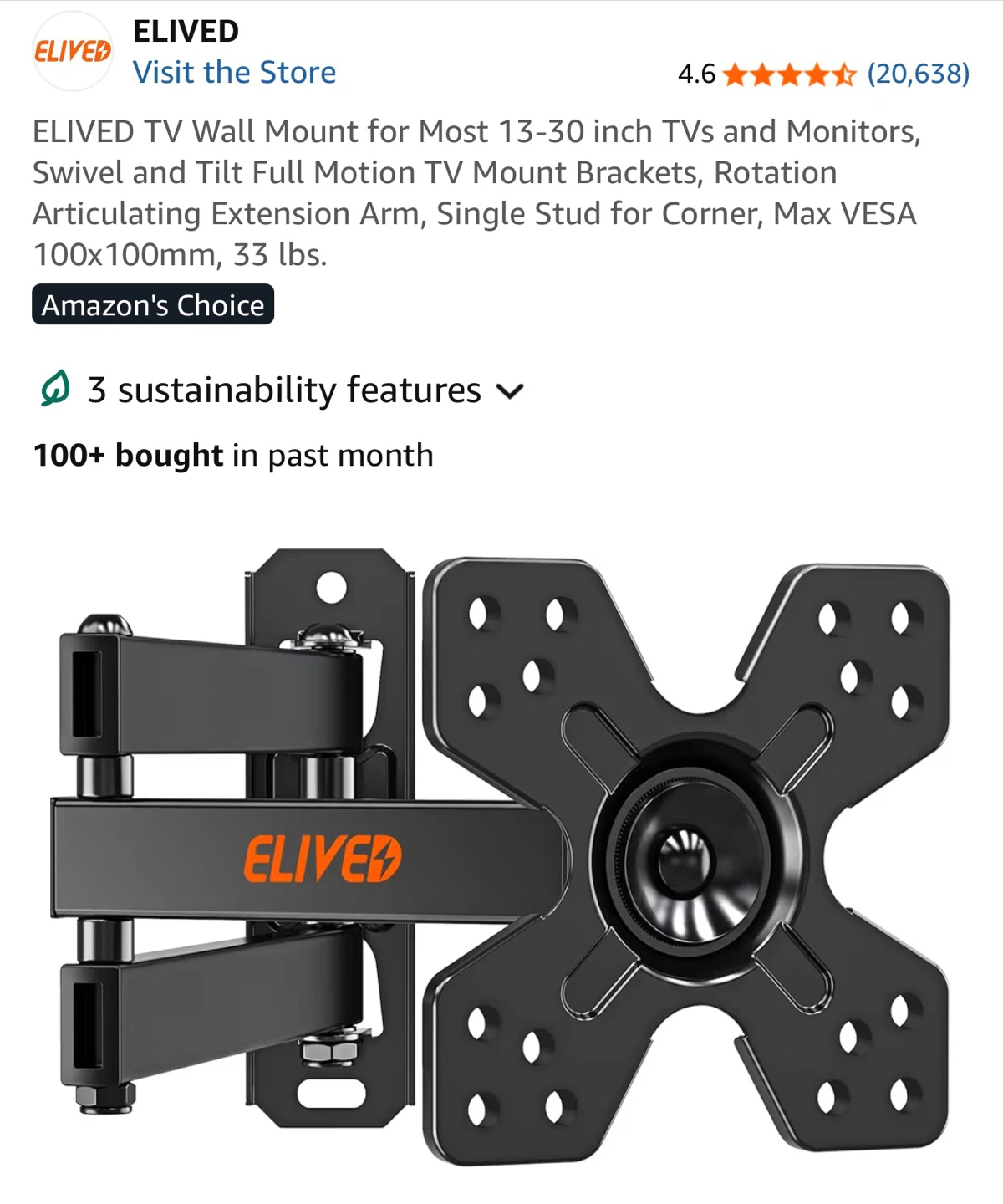 ELIVED Full-Motion TV Wall Mount - photo 3