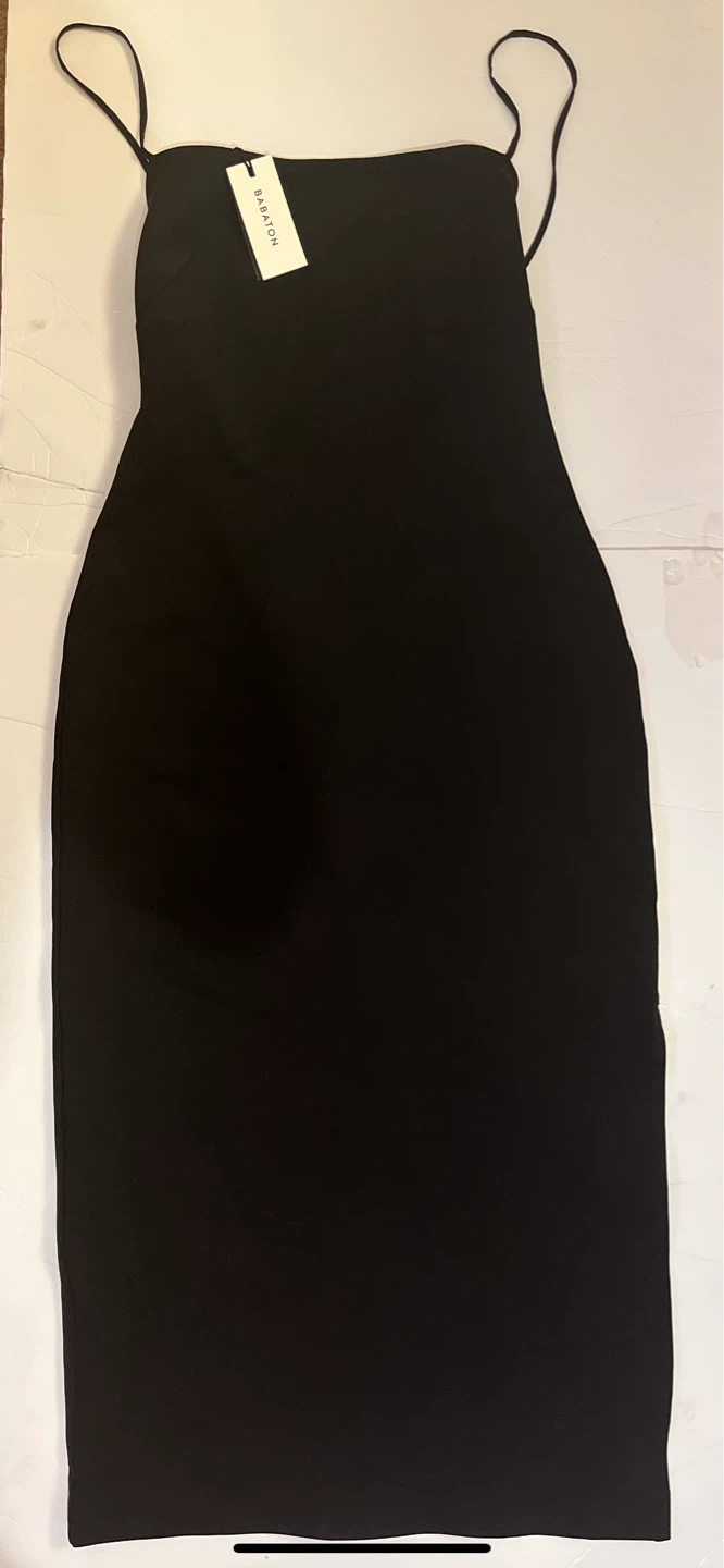 Babaton Black Strappy Midi Dress
