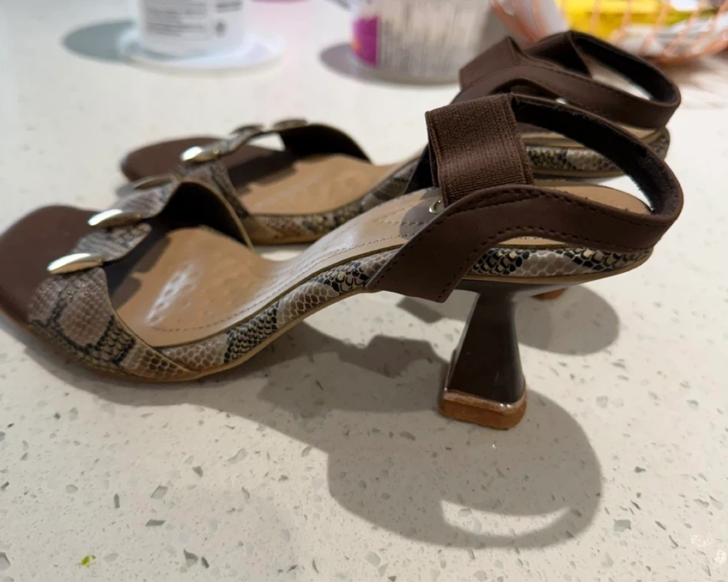 Brown Snake Print Block Heel Sandals size 6/5 - photo 4