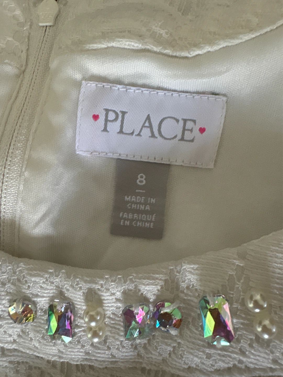 The Children's Place White Jeweled Dress Size 8 - photo 5