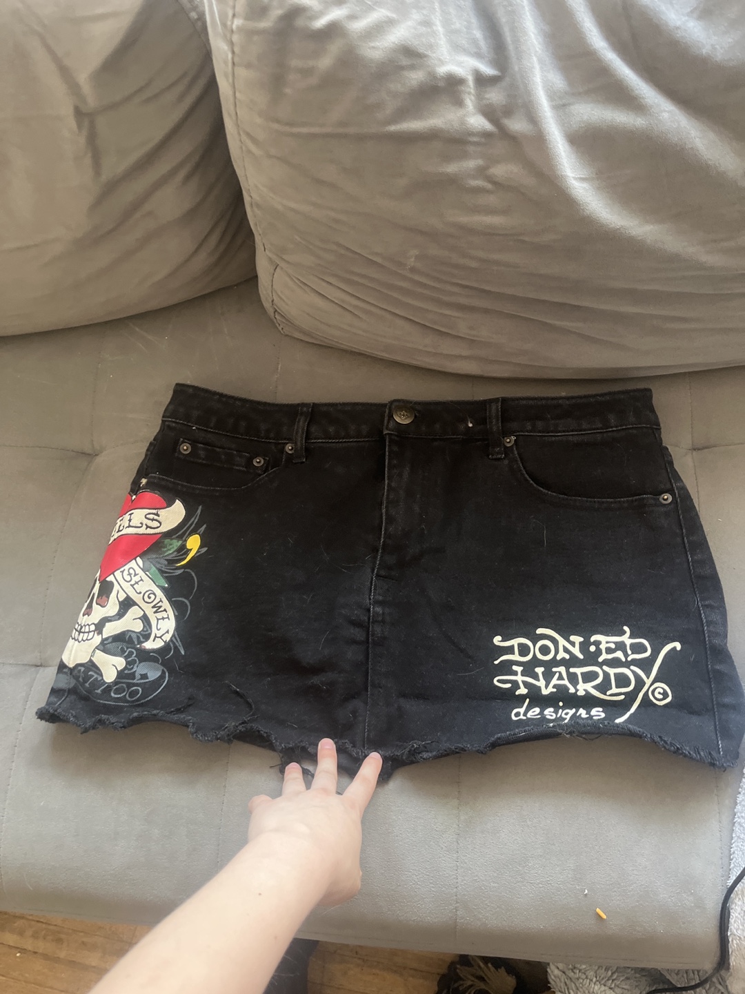 Ed Hardy Black Denim Mini Skirt - photo 2