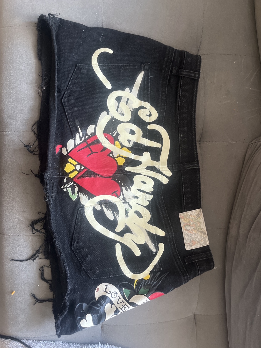 Ed Hardy Black Denim Mini Skirt