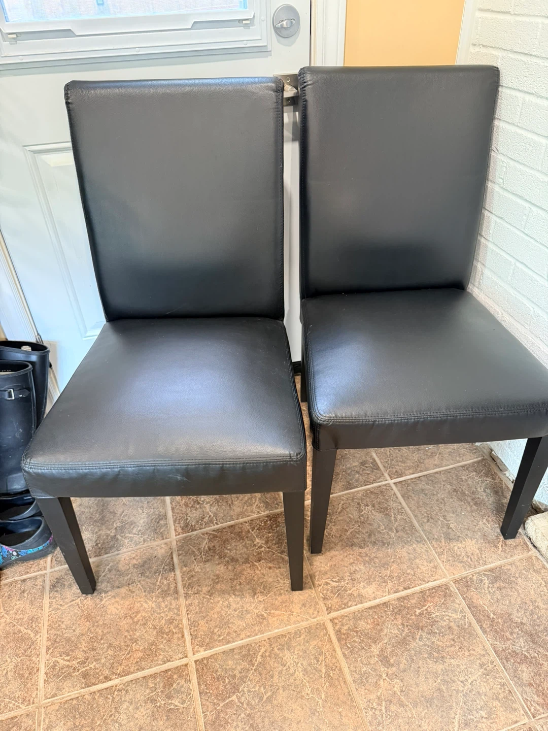 Set of 2 Black Faux Leather Dining Chairs