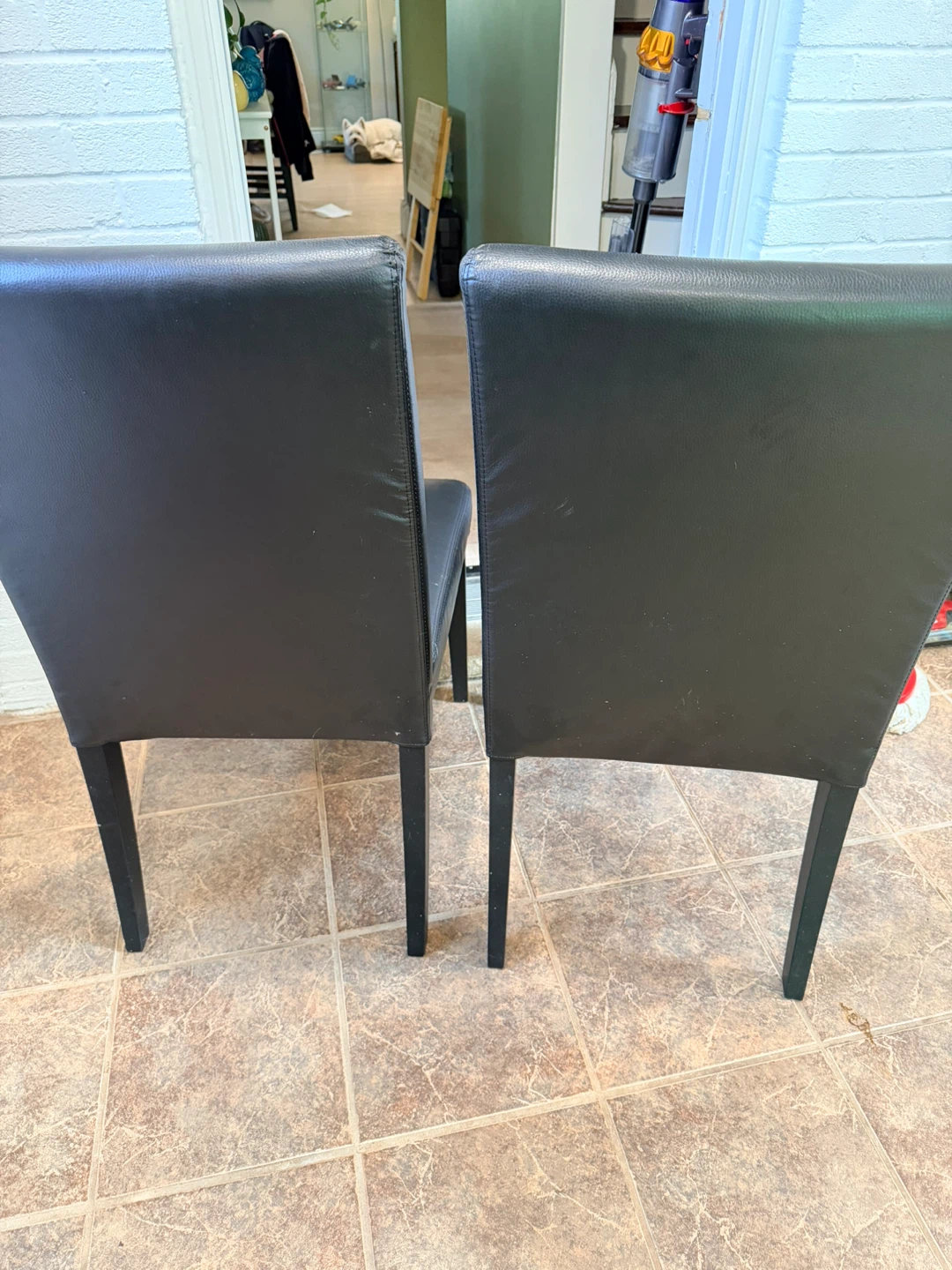 Set of 2 Black Faux Leather Dining Chairs - photo 2