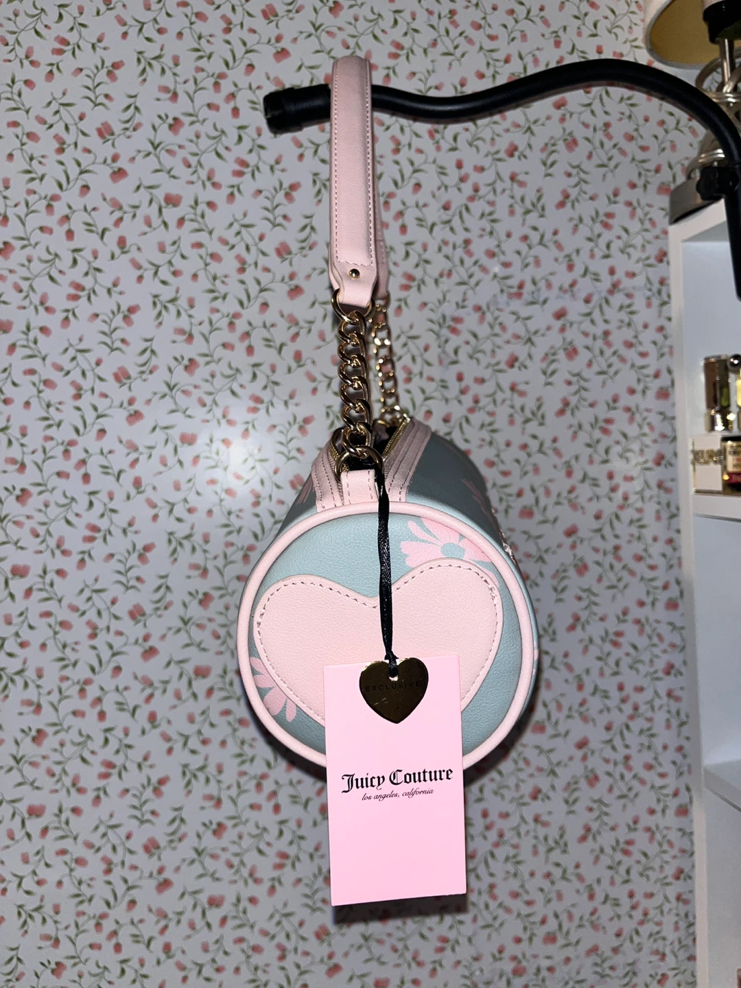 Juicy Couture Floral Cylinder Shoulder Bag Blue Pink - photo 4